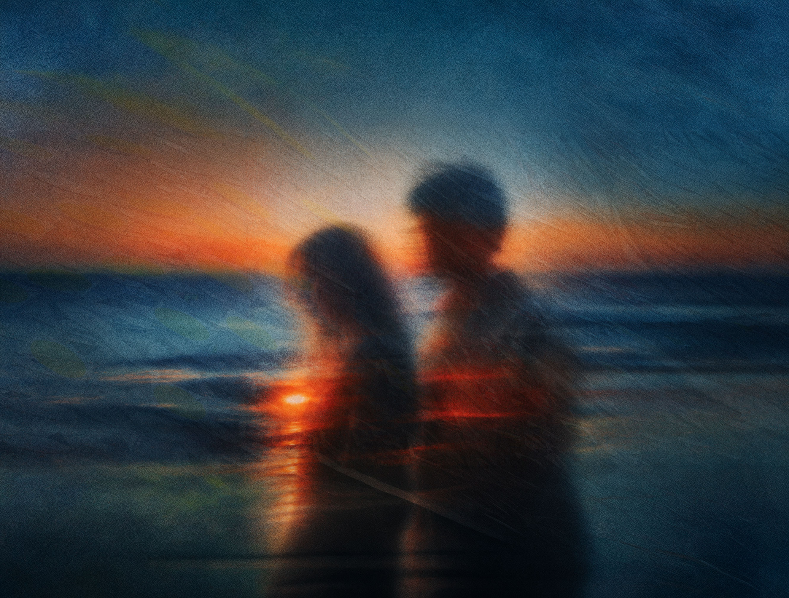 Warm blurred Sunday Gold artwork at sunset